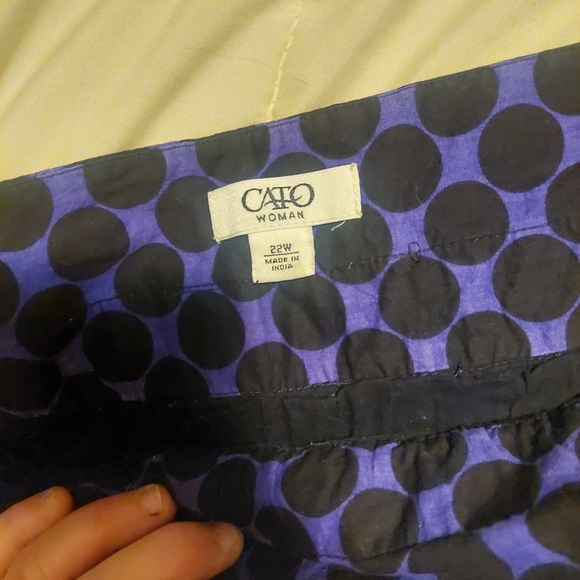 CATO plus size Purple/Blk Polka Dot High Waist Skater Skirt - Picture 3 of 3